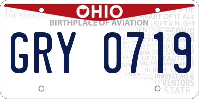 OH license plate GRY0719