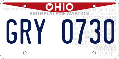 OH license plate GRY0730