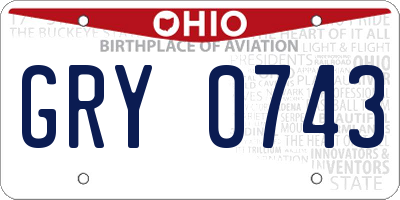 OH license plate GRY0743
