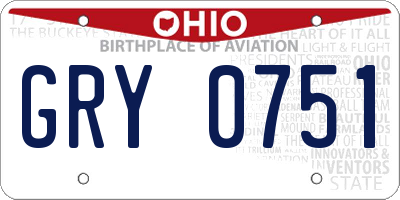 OH license plate GRY0751