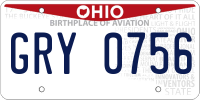 OH license plate GRY0756