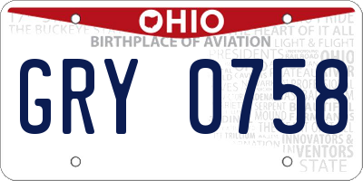 OH license plate GRY0758