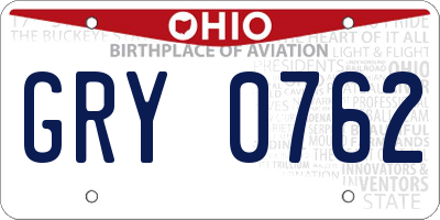 OH license plate GRY0762