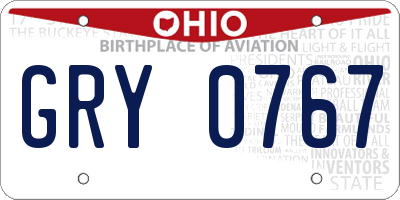 OH license plate GRY0767