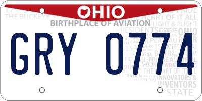 OH license plate GRY0774