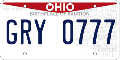 OH license plate GRY0777