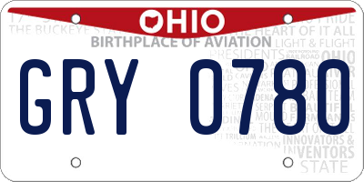 OH license plate GRY0780