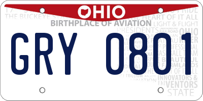 OH license plate GRY0801
