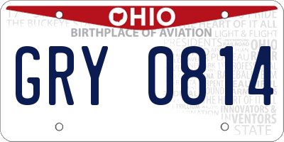 OH license plate GRY0814