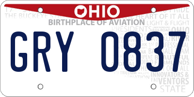 OH license plate GRY0837