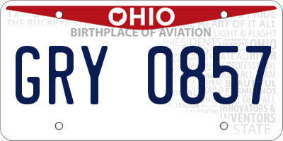 OH license plate GRY0857