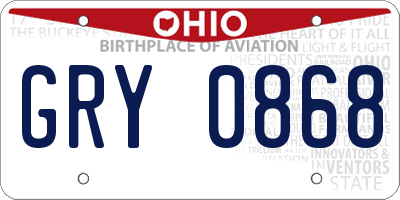 OH license plate GRY0868