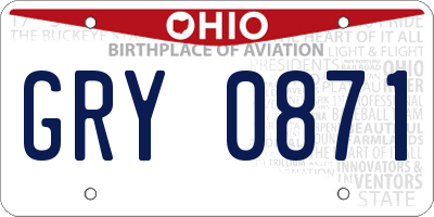 OH license plate GRY0871