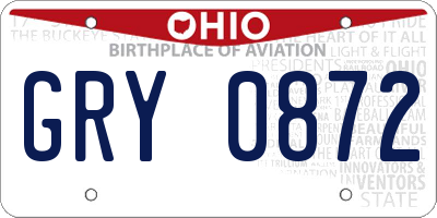 OH license plate GRY0872