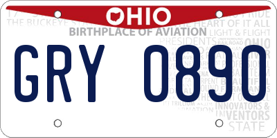 OH license plate GRY0890