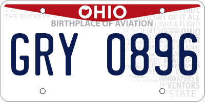 OH license plate GRY0896
