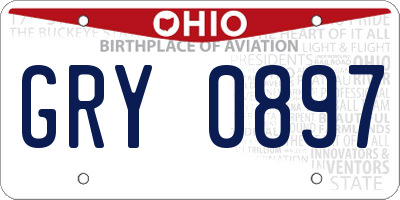 OH license plate GRY0897