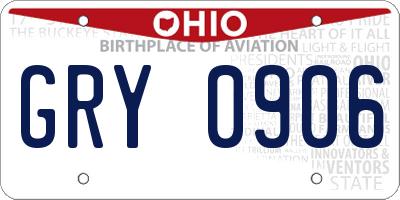 OH license plate GRY0906