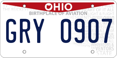 OH license plate GRY0907