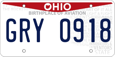 OH license plate GRY0918
