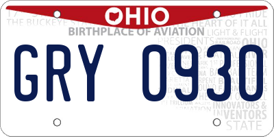 OH license plate GRY0930