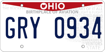 OH license plate GRY0934