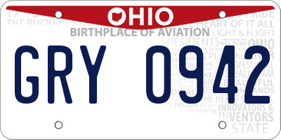 OH license plate GRY0942