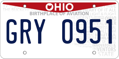 OH license plate GRY0951