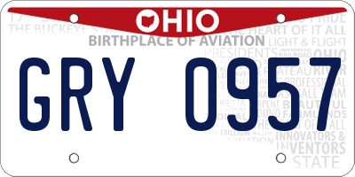 OH license plate GRY0957