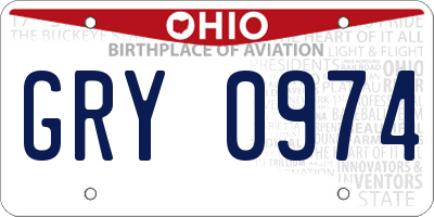 OH license plate GRY0974