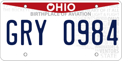 OH license plate GRY0984