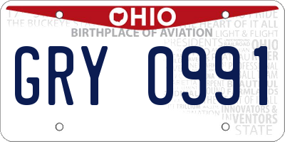OH license plate GRY0991