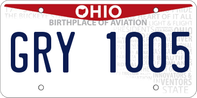 OH license plate GRY1005