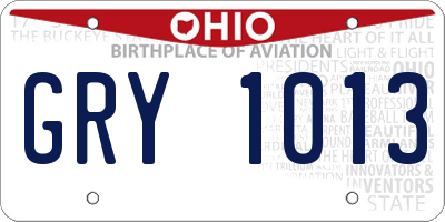 OH license plate GRY1013