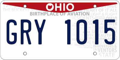 OH license plate GRY1015