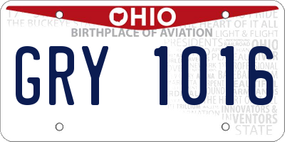 OH license plate GRY1016