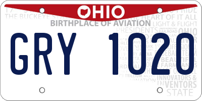 OH license plate GRY1020