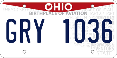 OH license plate GRY1036
