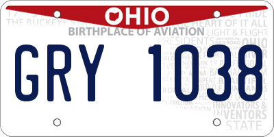 OH license plate GRY1038