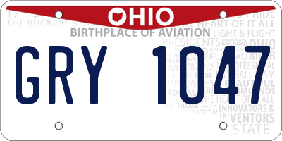 OH license plate GRY1047