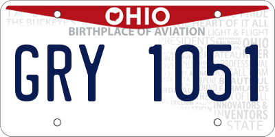 OH license plate GRY1051