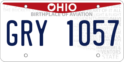 OH license plate GRY1057