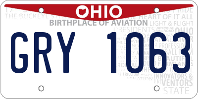 OH license plate GRY1063