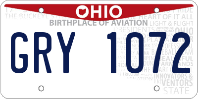 OH license plate GRY1072