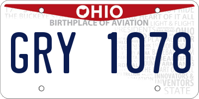 OH license plate GRY1078
