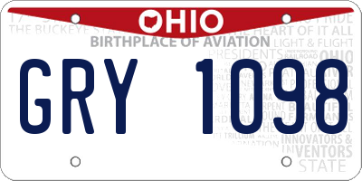 OH license plate GRY1098