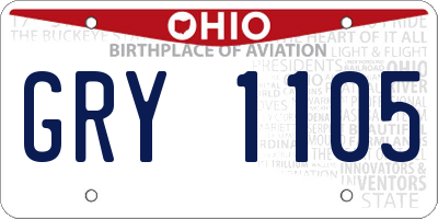 OH license plate GRY1105