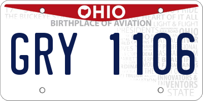 OH license plate GRY1106