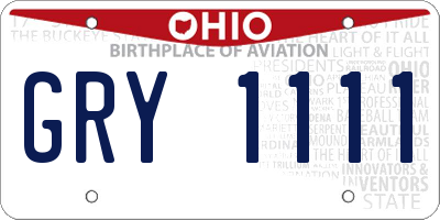OH license plate GRY1111