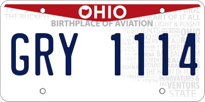 OH license plate GRY1114